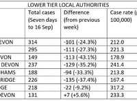 Covid cases fall to 226 across Teignbridge