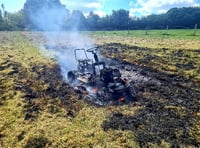 Ride on mower catches fire in paddock