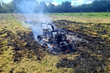 Ride on mower catches fire in paddock