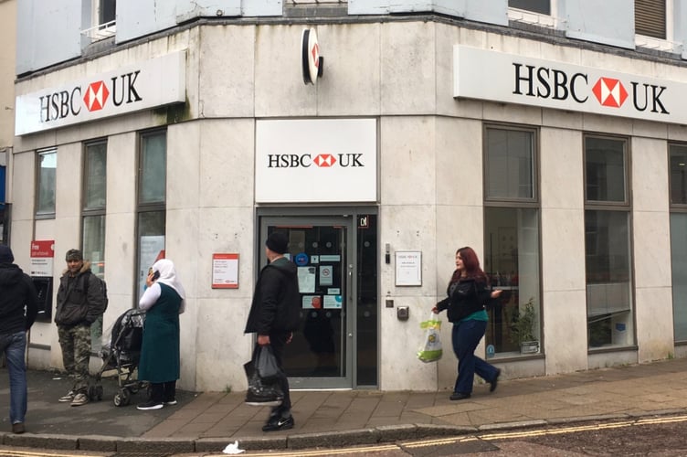 Newton Abbot's branch of the HSBC Bank in Courtenay Street.
Picture: Patrick Beasley (Nov 2022)