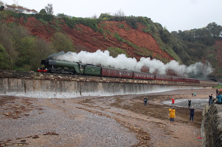 The Flying Scotsman at Dawlish, taken by Thomas Mills. (30-4-23)