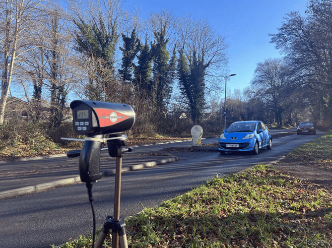 Police mount another speedwatch in Newton Abbot, picture from a previous operation in February 