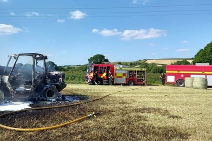 Tractor destroyed in farm fire