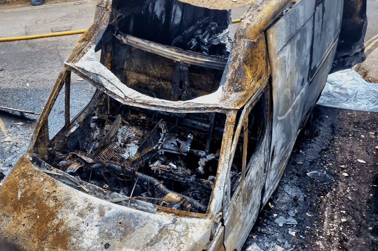 Firefighters release dramatic photos of delivery van fire in Dittisham 