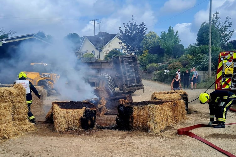 Firefighters from Buckfastleigh and Ashburton deal with a hay fire.
Picture: Buckfastleigh Fire Station (3-7-23)