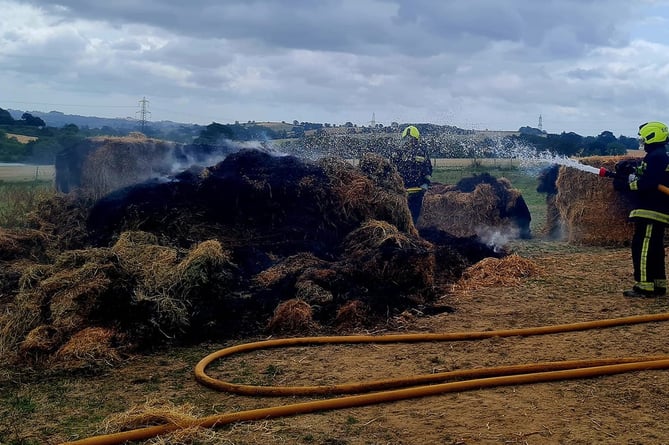 Firefighters from Buckfastleigh and Ashburton deal with a hay fire.
Picture: Buckfastleigh Fire Station (3-7-23)