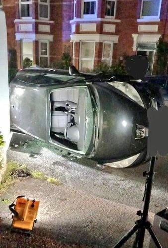 The driver of this car escaped with minor injuries as it crashed overnight on Friday.
Picture: Teignmoouth Fire Station (23-7-23)