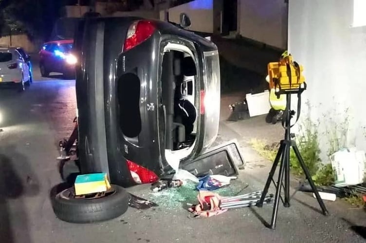 The driver of this car escaped with minor injuries as it crashed overnight on Friday.
Picture: Teignmoouth Fire Station (23-7-23)