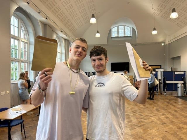 Nikolai and Johnny celebrating their great results atNewton Abbot College. Johnny is off to study Maths while Nikolai has an exciting gap year of travel planned.
Picture: NAC (17-8-23)