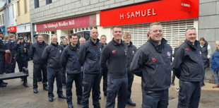 Fire crew join march through town for Remembrance Sunday 