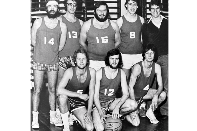 December 1976 and Teignmouth Vikings basketball team pose for the camera.