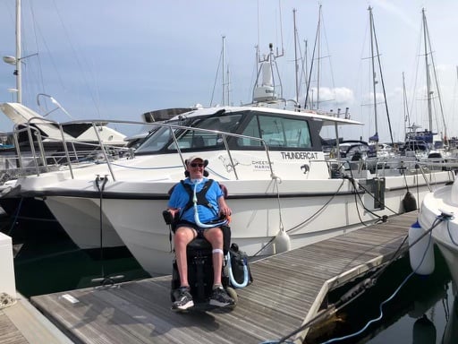 James with his boat Thundercat 