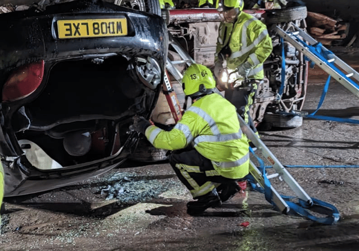 Newton Abbot Fire Station training night at Gilpin Demolition 