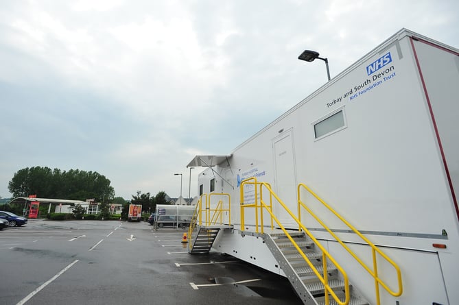 Mobile breast screening unit at Sainsbury's car park in Dawlish