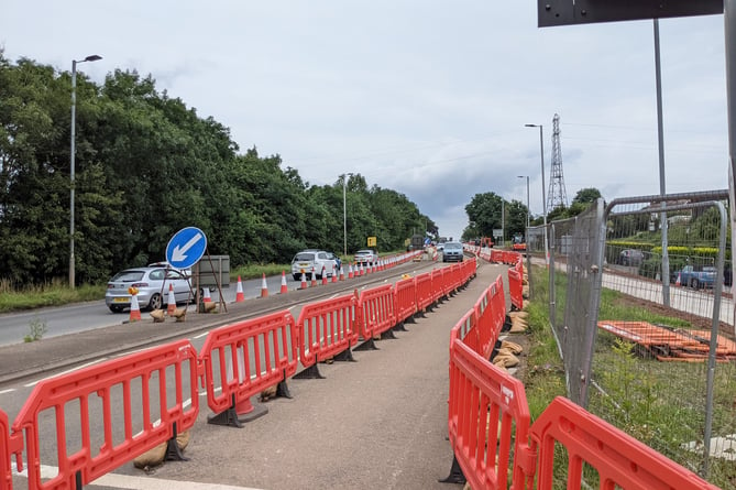 Roadworks at the south west Exeter development