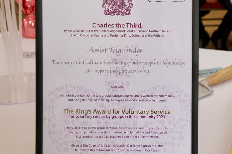 The King's Award certificate 