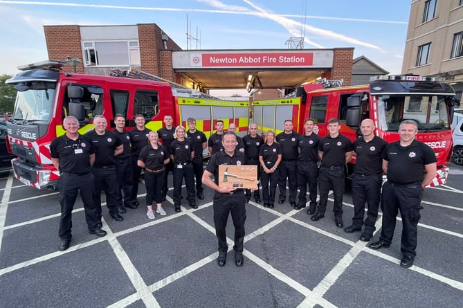 Newton Abbot fire station commander Scott Leaman and his crew. Photo Newton Abbot Fire Station 