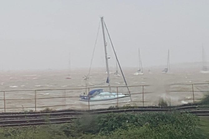 Yachts came adrift hitting Starcross pier. Photo Laurie McLellan