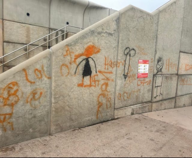 Offensive graffiti daubed on sea wall 