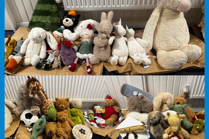 Jellycat soft toys stolen from a Newton Abbot shop. Photo Newton Abbot police