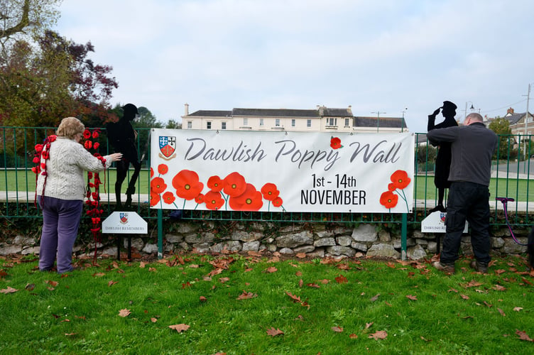 Dawlish Poppy Wall under construction  Photo: Bob Simpson