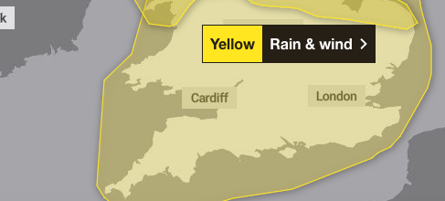 The Met Office has issued a yellow weather warning