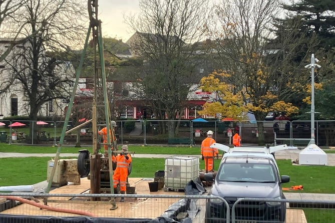 Drilling by South West Water moves onto the Lawn in Dawlish. Photo David Force