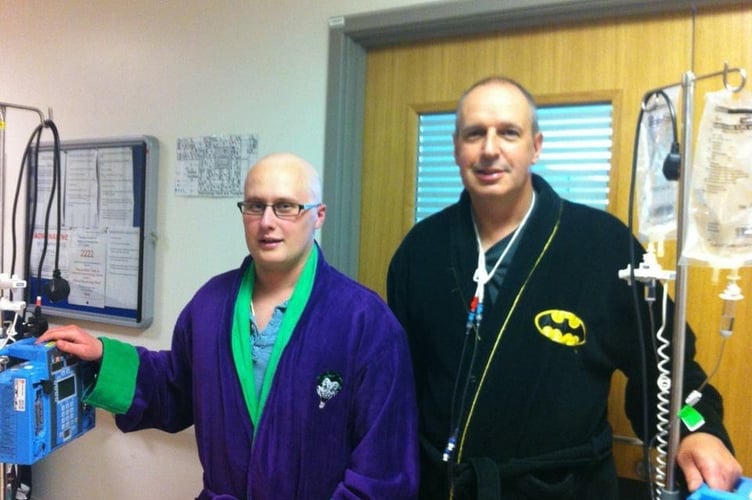 Andy and Chris when they met as patients undergoing treatment for leukaemia. 