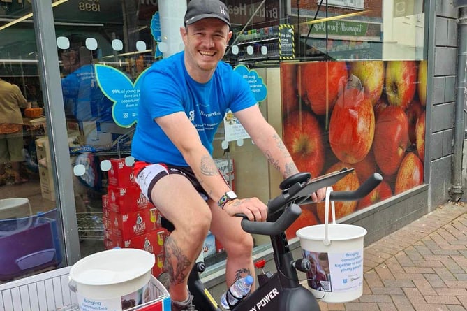 Ryan Hallett fundraising outside Coop for Barnado's