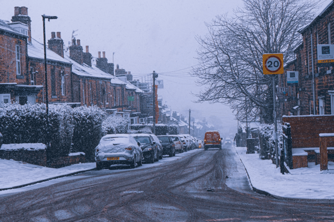 Snowy road stock image 