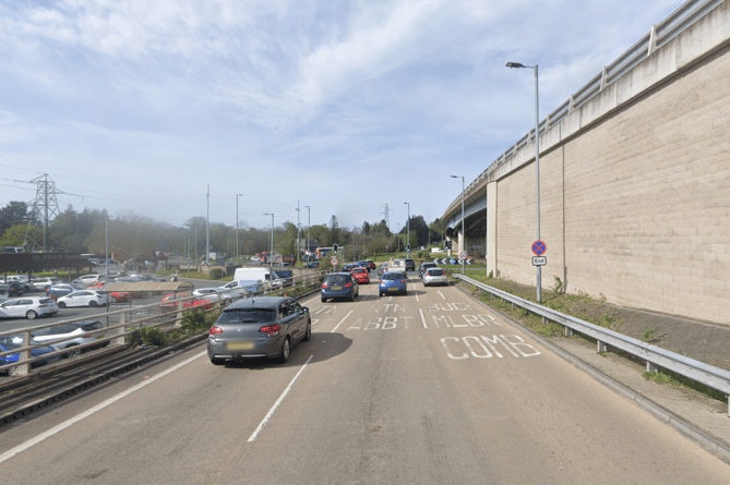 The biker was taken to hospital after the collision 